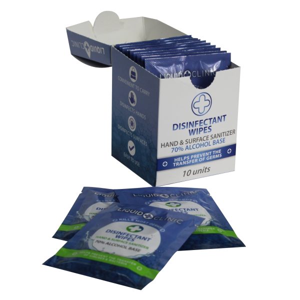 LIQUID CLINIC SACHET WIPE 10 PACK INDIVIDUALLY WRAPPED - LCSACHWIPE10